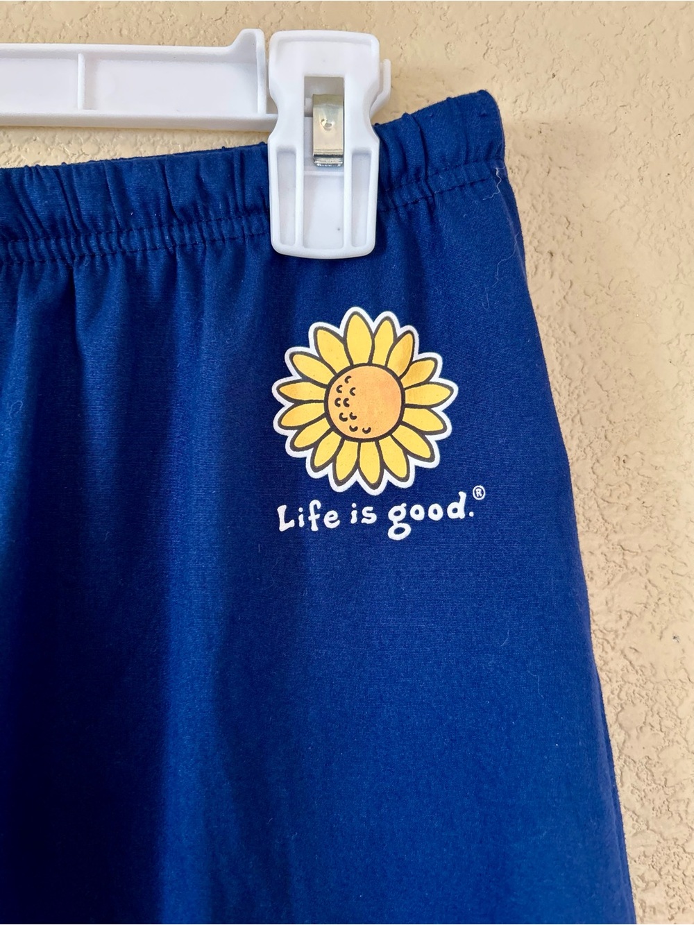 Life is Good Women's Navy Sunflower Drawstring Sleep Shorts Size S Lightweight - Picture 2 of 9